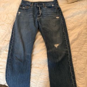 Levi’s 501 distressed straight leg jeans
